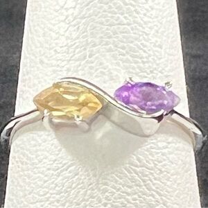 Marquise Cut Amethyst & Topaz Sterling Silver Ring